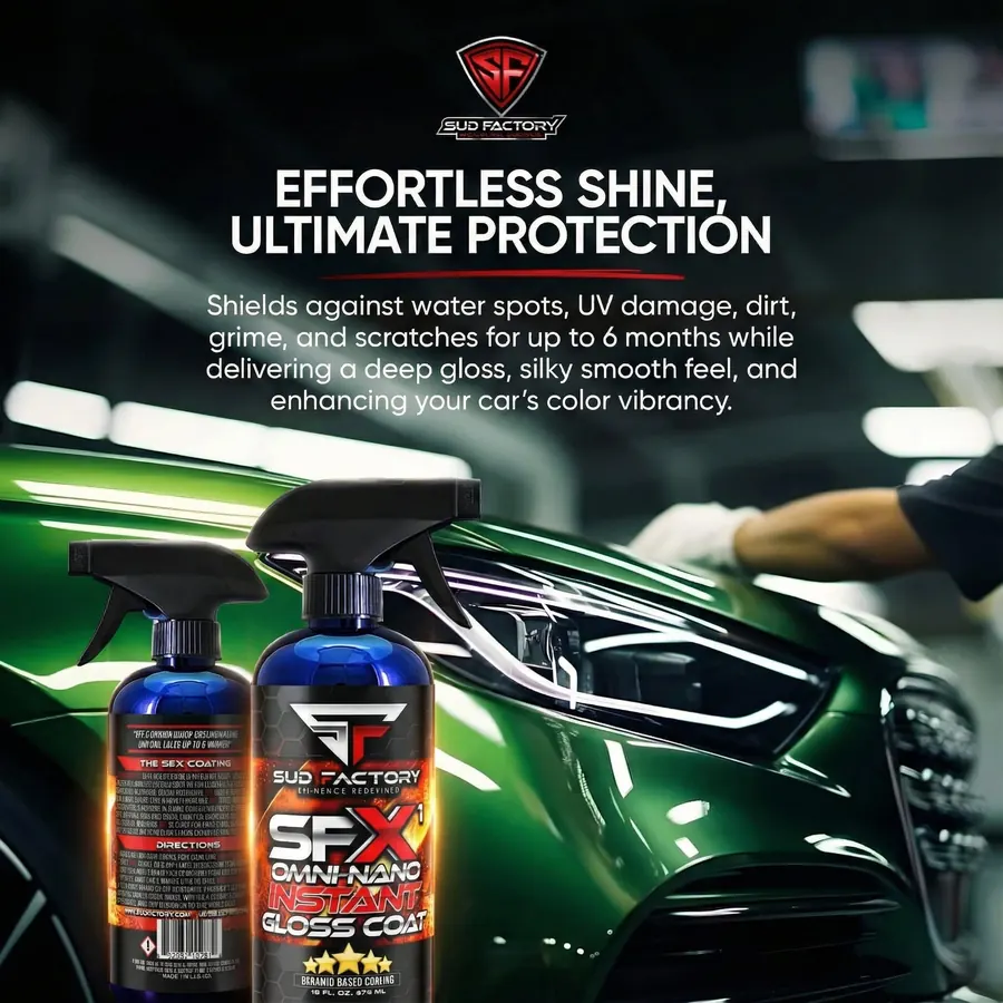 SFX1 shine and protection on a green car