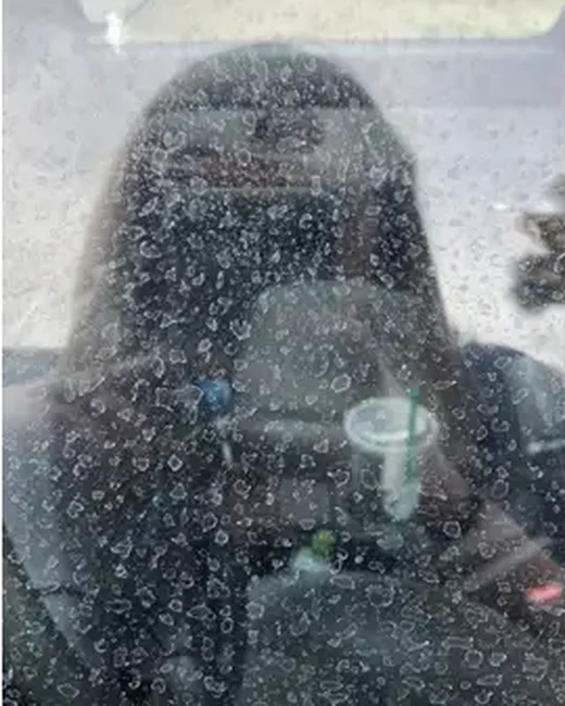 Car window before: spotted glass you can barely see through