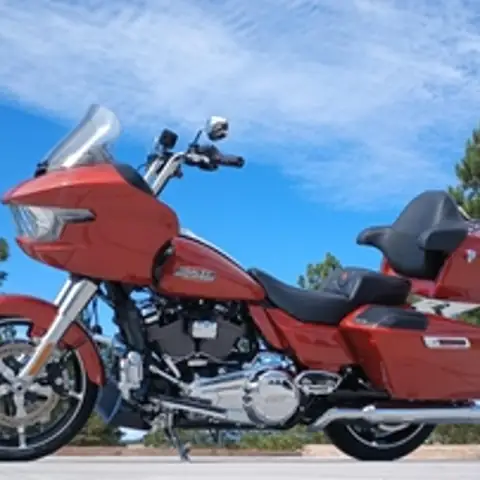 Customer photo: shiny red Harley-Davidson