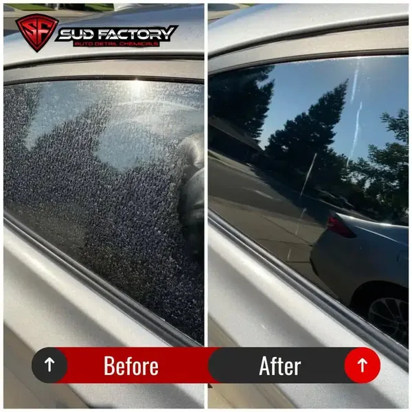 Car side window before and after Spotless X2