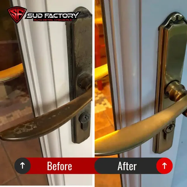 Door handle before and after