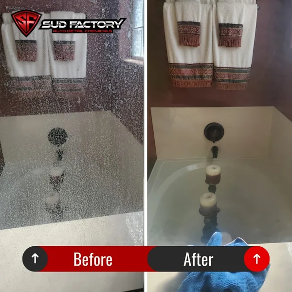 Shower fixture before and after